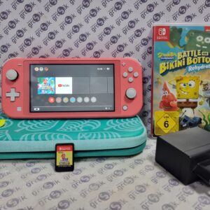 Konsola Nintendo Switch Lite różowy (koralowy) + Spongebob + Mario