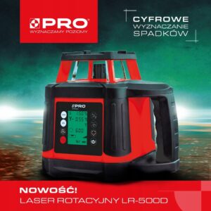 Niwelator laserowy z czujnikiem i akcesoriami PRO cyfrowy czerwony LR500D