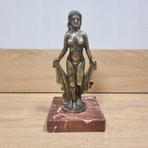 Rzeźba Kobieta Akt w Kąpieli Mosiądz/Brąz na Marmurze Vintage antyk retro